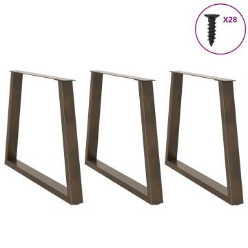 V-Shape Dining Table Legs - Natural Steel - 3 pcs - 90x(72-73.3)cm