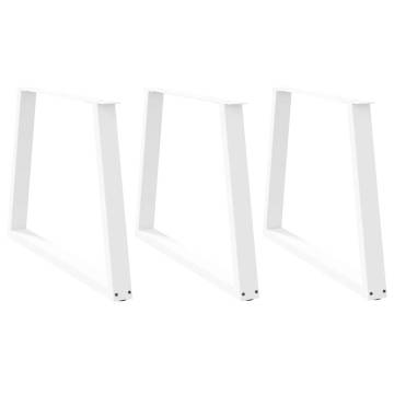 V-Shape Dining Table Legs - White Steel (3 pcs) 100x(72-73.3) cm