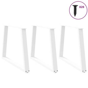 V-Shape Dining Table Legs - White Steel (3 pcs) 100x(72-73.3) cm