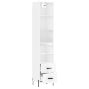 Stylish Highboard High Gloss White - 34.5x34x180 cm