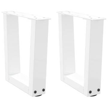 V-Shape Dining Table Legs (2 pcs) - White Steel 40x(30-31.3) cm