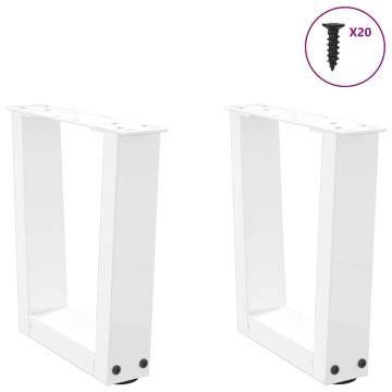 V-Shape Dining Table Legs (2 pcs) - White Steel 40x(30-31.3) cm