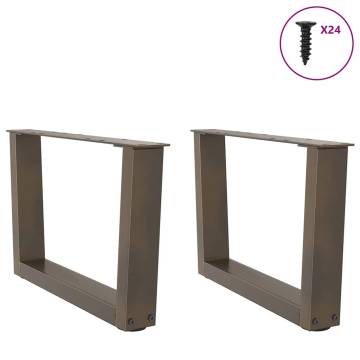 V-Shape Dining Table Legs - 2 pcs Natural Steel | Hipomarket