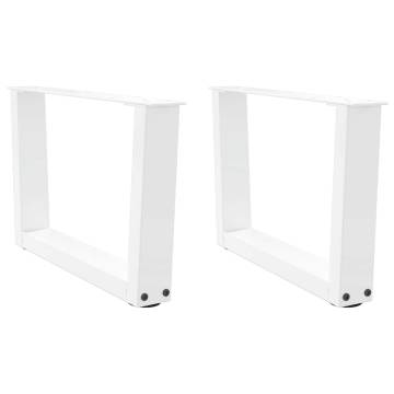 V-Shape Dining Table Legs - 2 pcs White Steel | Hipomarket UK