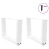 V-Shape Dining Table Legs - 2 pcs White Steel | Hipomarket UK