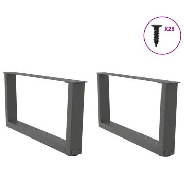 V-Shape Dining Table Legs - Anthracite Steel - 2 pcs