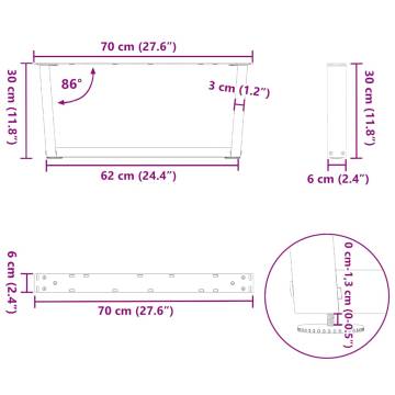 V-Shape Dining Table Legs - Anthracite Steel - 2 pcs