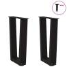 V-Shape Dining Table Legs - Black Steel, 2 pcs - 38x(42-43.3) cm