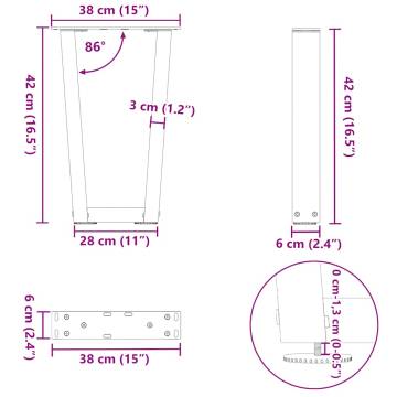 V-Shape Dining Table Legs - Anthracite Steel (2 pcs)