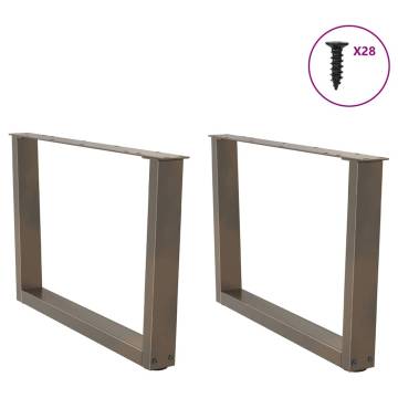 V-Shape Dining Table Legs 2 pcs | Natural Steel | 70x(42-43.3) cm