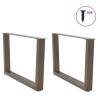 V-Shape Dining Table Legs 2 pcs | Natural Steel | 70x(42-43.3) cm