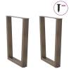 V-Shape Dining Table Legs - 2 pcs Natural Steel 70 cm