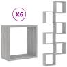 Wall Cube Shelves 6 pcs Grey Sonoma - Stylish Storage Solution