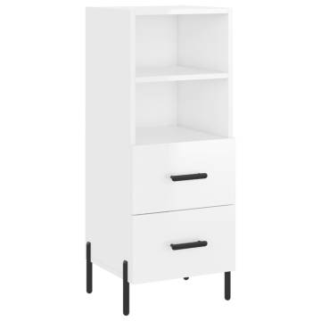 Stylish Highboard High Gloss White - 34.5x34x180 cm