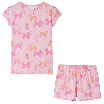 Kids' Short Sleeve Pyjamas - Light Pink Dog Print | HipoMarket