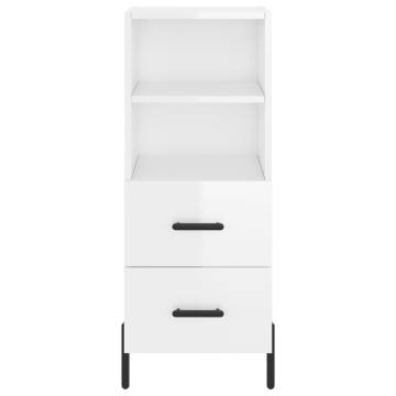 Stylish Highboard High Gloss White - 34.5x34x180 cm