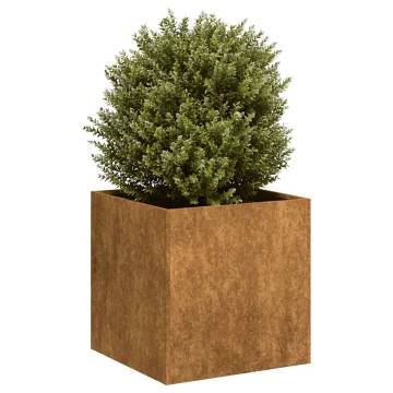 Stylish Weathering Steel Planter - 40x40x40 cm | HipoMarket