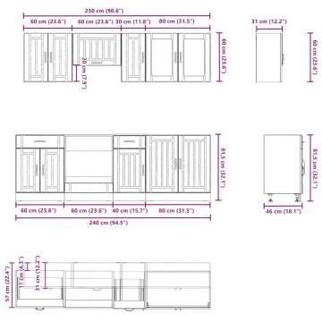 8 Piece Kitchen Cabinet Set Kalmar White - Stylish Storage