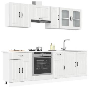 Elegant 8 Piece Kitchen Cabinet Set - Kalmar High Gloss White