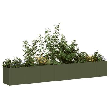 Stylish Olive Green Planter 280x40x40 cm - Durable Steel