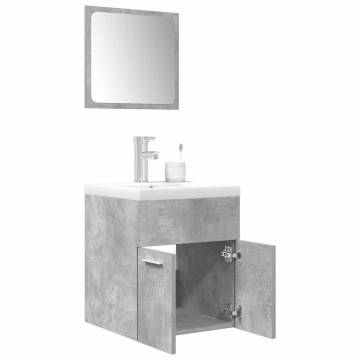 3 Piece Concrete Grey Bathroom Furniture Set | Hipomarket