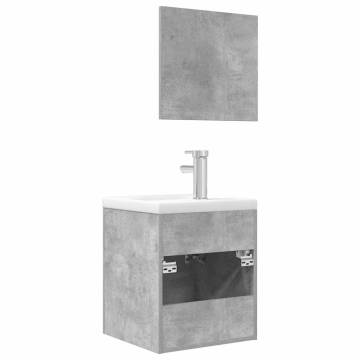 3 Piece Concrete Grey Bathroom Furniture Set | Hipomarket