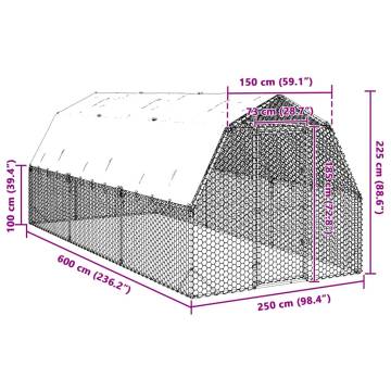 Chicken Run with Roof 2.5x6m | Galvanised Steel - HipoMarket