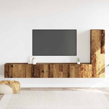 Wall Mounted TV Cabinets - 3 pcs Old Wood Engineered Wood