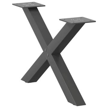 X-Shaped Anthracite Coffee Table Legs - 2 pcs 50x(30-31) cm