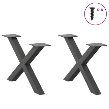 X-Shaped Anthracite Coffee Table Legs - 2 pcs 50x(30-31) cm