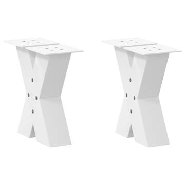 X-Shaped Coffee Table Legs - Durable White Steel | Hipomarket UK