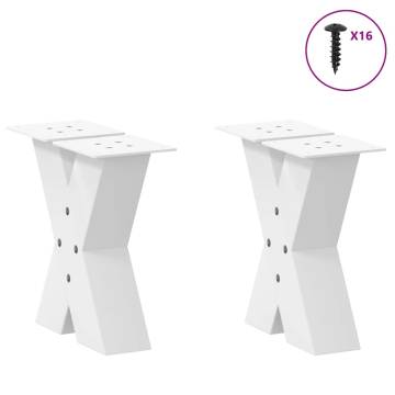 X-Shaped Coffee Table Legs - Durable White Steel | Hipomarket UK