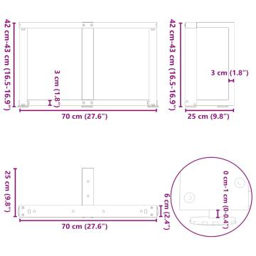 T-Shaped Coffee Table Legs - White Steel Set of 2 | HipoMarket