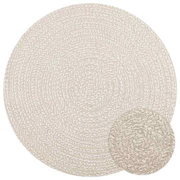 ZIZUR Cream Rug Ø 120 cm - Jute Look for Indoor & Outdoor