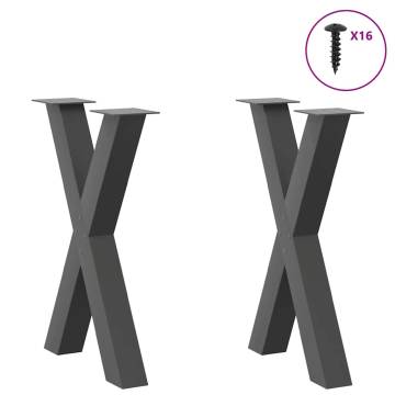 X-Shaped Dining Table Legs - Anthracite 60x(72-73) cm Steel