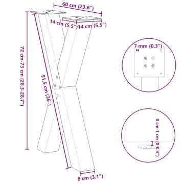 X-Shaped Dining Table Legs - Anthracite 60x(72-73) cm Steel