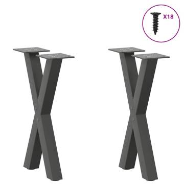 X-Shaped Coffee Table Legs - 2 pcs Anthracite 28x(42-43) cm