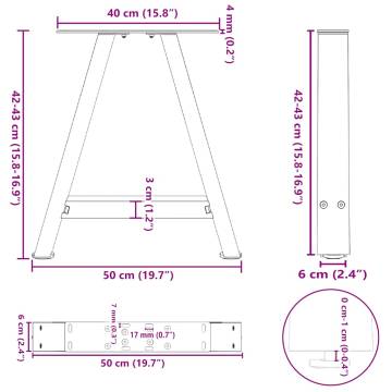 A-Shaped Coffee Table Legs - White Steel 50x(42-43) cm