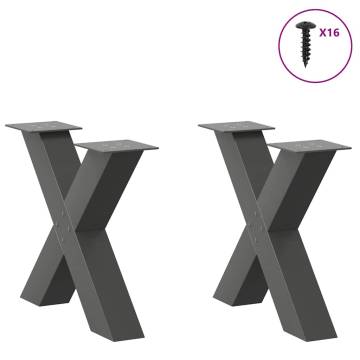 X-Shaped Coffee Table Legs - Durable Steel, Anthracite (2 pcs)