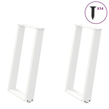 U-Shaped Dining Table Legs - 2 pcs White Steel