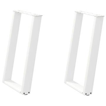 U-Shaped Dining Table Legs - 2 pcs White Steel