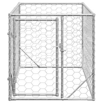 Outdoor Dog Kennel with Door - 2x1x1m Galvanised Steel