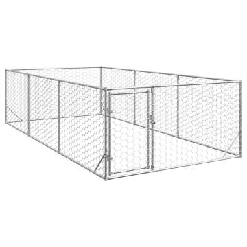 Outdoor Dog Kennel with Door - Galvanised Steel 2x4x1m