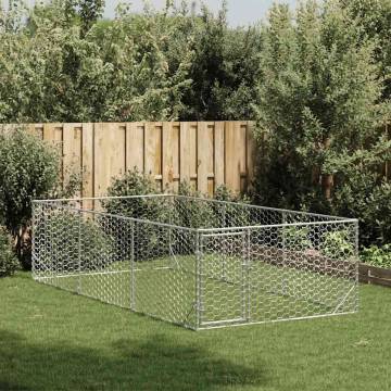 Outdoor Dog Kennel with Door - Galvanised Steel 2x4x1m