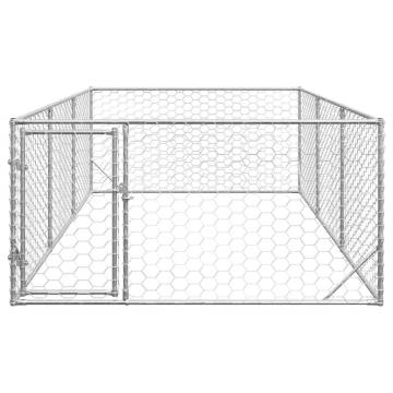 Outdoor Dog Kennel with Door - Galvanised Steel 2x4x1m