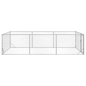 Outdoor Dog Kennel with Door - Galvanised Steel 2x4x1m