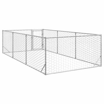 Outdoor Dog Kennel with Door - Galvanised Steel 2x4x1m