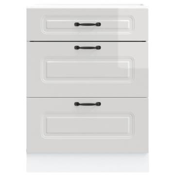 Kalmar High Gloss White Kitchen Base Cabinet - HipoMarket