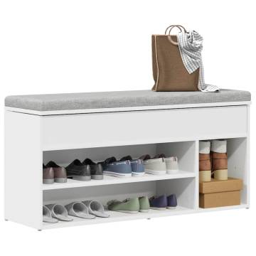 Shoe Bench White 102x30.5x45 cm - Stylish Storage Solution