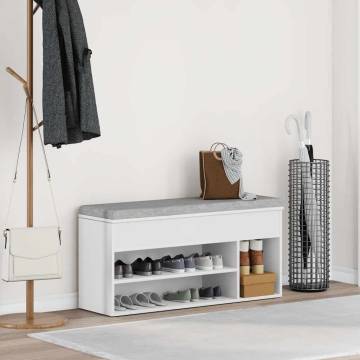 Shoe Bench White 102x30.5x45 cm - Stylish Storage Solution